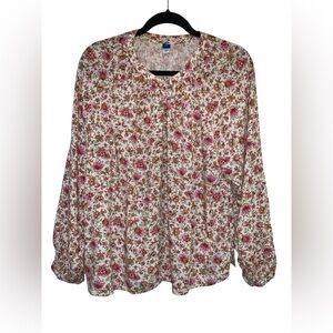 Old Navy Floral Button Down Blouse Top Size M
